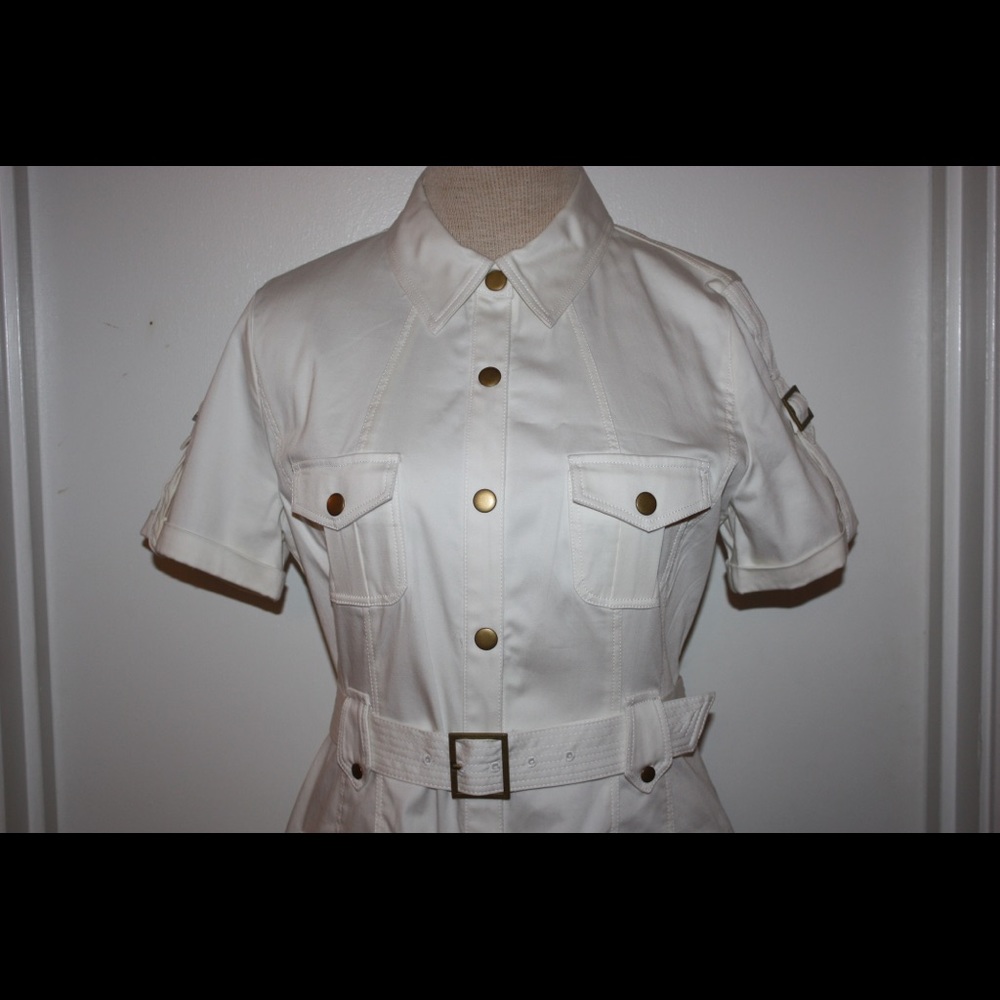 Calvin Klein Button-up White Dress - Size 8